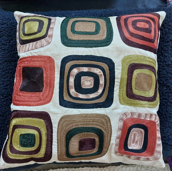 Pier 1 Other - Pier 1 embroidered pillow and cover, size 18x18.Zipper back. Great condition!